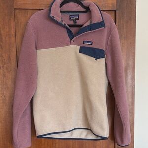 Patagonia Fleece Pullover in Mauve and Beige